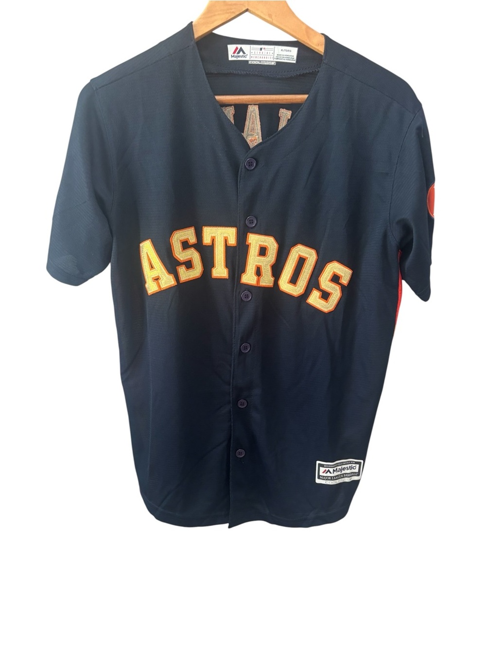 Majestic Houston Astros #35 Verlander Replica Navy Blue Alternate 2017 Size XL